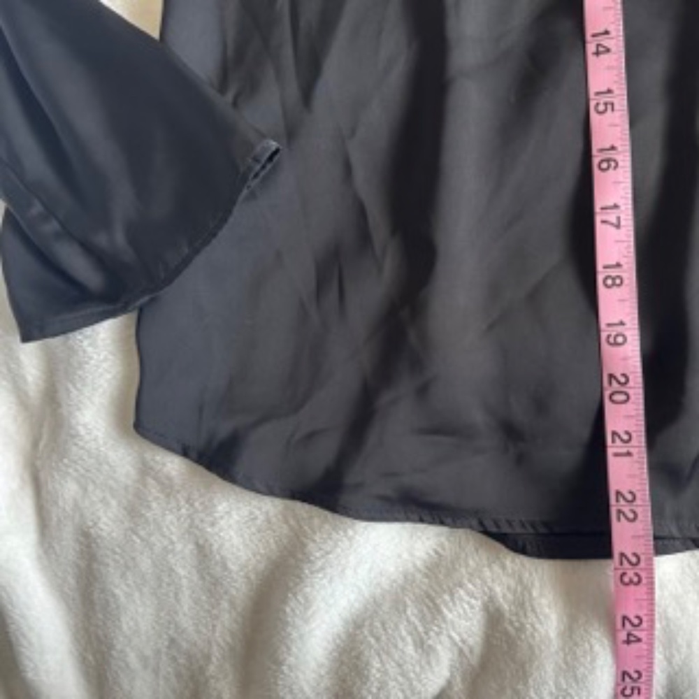 Zara Basic Asymetrical Flowy Black Blouse Cold Sh… - image 8